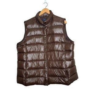 Lands End Down Fill Chocolate Brown Puffer Vest Women’s Size 1X